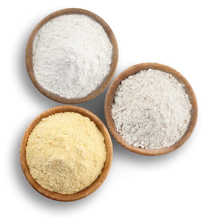 Bowls full of flour