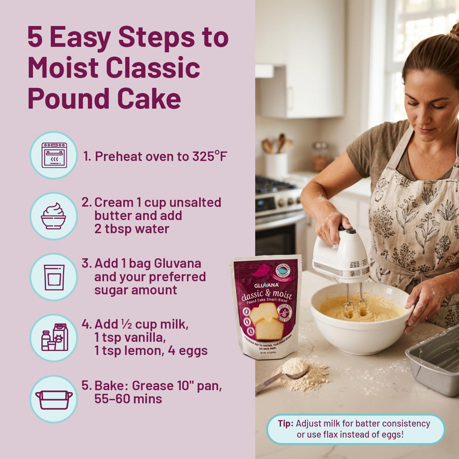 Gluvana Classic & Moist Gluten-Free Classic Pound Cake SmartBlend - Image 6